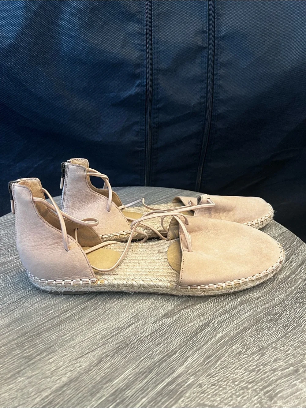 Eileen Fisher Lee D'Orsay Flat Espadrille Sandals Tan Leather- Size 9